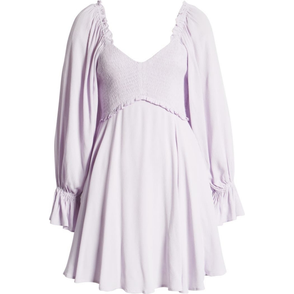 Vici Smocked Long Sleeve Babydoll Dress